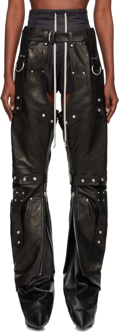 Rick Owens Black Concordians Leo Prothmann Edition Chaps Leather Trousers