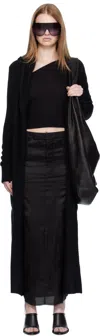 Rick Owens Black Concordians Long Cardigan In Black