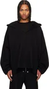 Rick Owens Black Concordians Ls Hip Kaftan Coat In Black