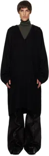 Rick Owens Black Concordians Ls Knee Kaftan Coat In Black