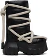 Rick Owens Black Concordians Lunar Mega Tractor Boots In Animal Print