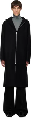 Rick Owens Black Concordians Mac Coat In Black