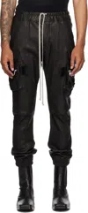 Rick Owens Black Concordians Mastodon Leather Cargo Pants