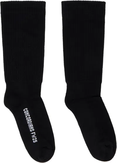 RICK OWENS BLACK CONCORDIANS MID CALF SOCKS