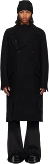 Rick Owens Officer Double-breasted Melton Virgin Wool Coat In Black