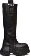 Rick Owens Black Concordians Pull On Mega Tractor Tall Boots In Black