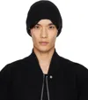Rick Owens Black Concordians Ribbed Beanie In Black