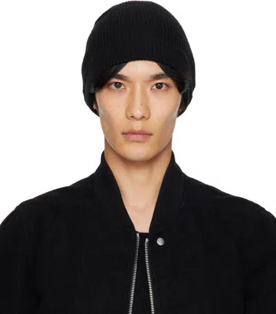 Rick Owens Black Concordians Ribbed Beanie