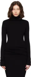 Rick Owens Black Concordians Ribbed Knit Tube Turtleneck