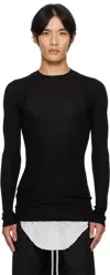 Rick Owens Black Concordians Ribbed Round Neck Sweater In Black