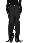 Rick Owens Black Concordians Runway Sliced Denim Maxi Skirt In Black