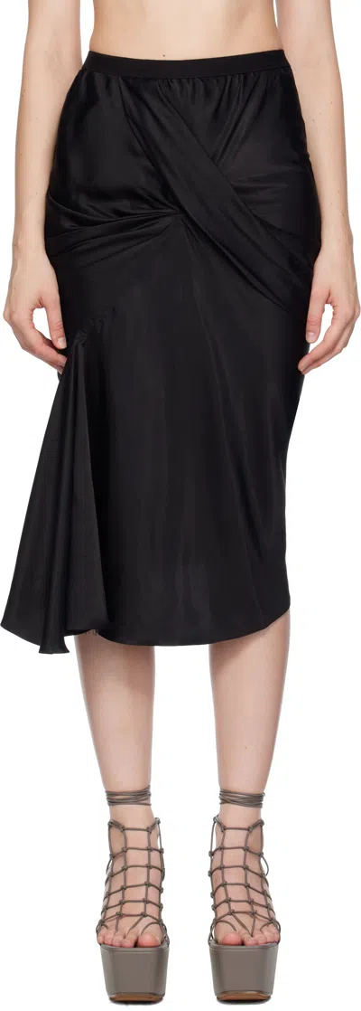 Rick Owens Black Concordians Seb Midi Skirt