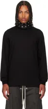 Rick Owens Black Concordians Short Crewneck Ls T-shirt In Black