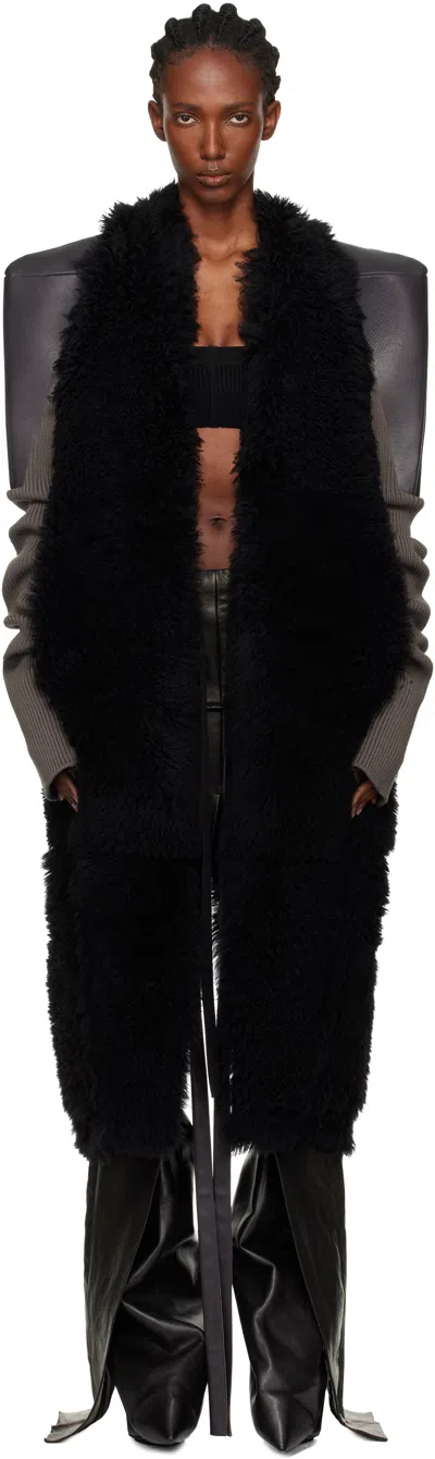 Rick Owens Black Concordians Sl Cyclops Reversible Shearling Coat