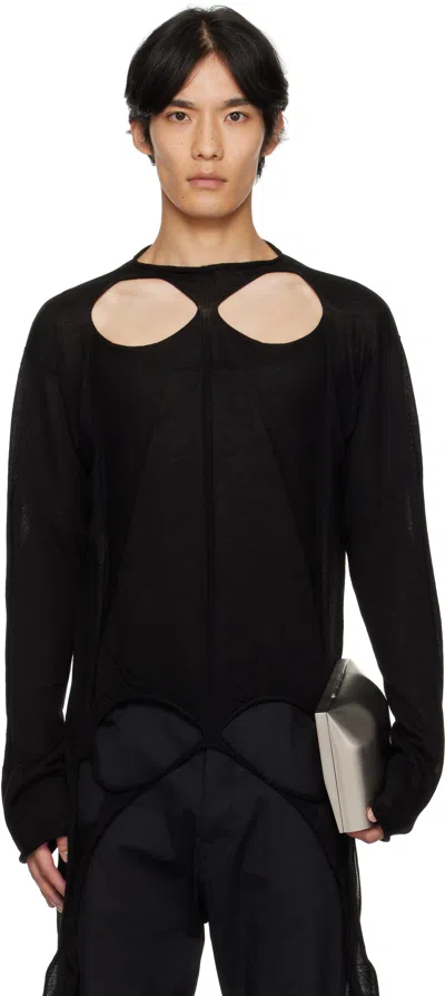 Rick Owens Black Concordians Slashed Pull Sweater