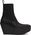 Rick Owens Black Concordians Sliver Platform Beatle Chelsea Boots
