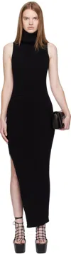 Rick Owens Ribbed Texture Turtleneck Knee Length Dress In Multi