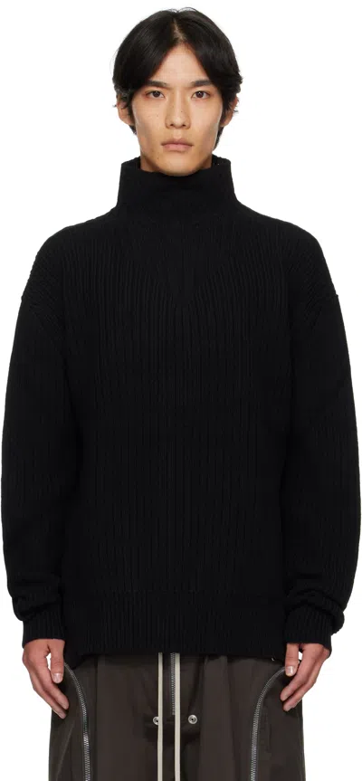 Rick Owens Black Concordians Turtle Neck Sweater