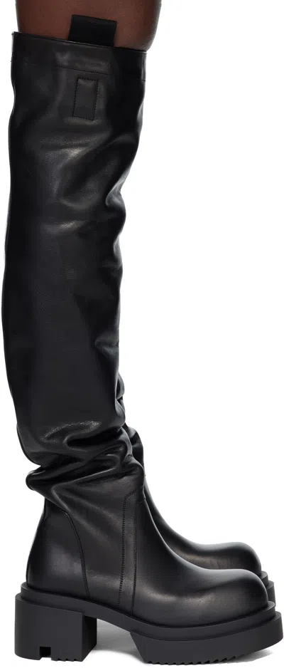 Rick Owens Black Concordians Wader Bogun Tall Boots
