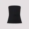 Rick Owens Strapless Black Top With Fitted Bodice And Flared Hem In Black