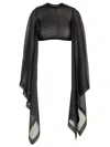 Rick Owens Black Cotton And Silk Crop Top Tops Black In Black