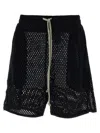 Rick Owens Perforated Cotton Bermuda Shorts In Black