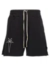 Rick Owens Champion Elastic Waistband Bermuda Shorts With Side Pockets In Black