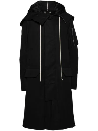 Rick Owens Black Cotton Blend Parka