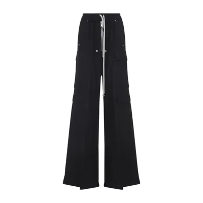 RICK OWENS BLACK COTTON CARGOBELAS PANTS