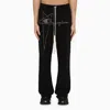 RICK OWENS BLACK COTTON DIETRICH DRAWSTRING JOGGING TROUSERS WITH LOGO