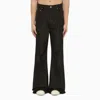 RICK OWENS BLACK COTTON FLARED TROUSERS FOR MEN