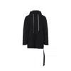Rick Owens Black Cotton Hoodie In Black