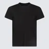 Rick Owens Ribbed Crew-neck Cotton T-shirt With Short Sleeves In Black