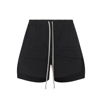 Rick Owens Black Cotton-blend Shorts In Blue