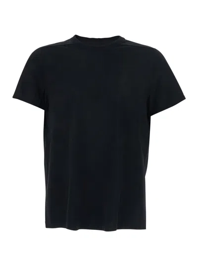 Rick Owens Black Crew Neck T-shirt With Tone On Tone Stitching In Cotton Man