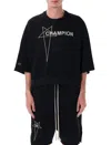 Rick Owens Champion Tommy Oversized Logo-embroidered Cotton-jersey T-shirt