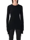 Rick Owens Black Crewneck Long Sleeves T-shirt In Black