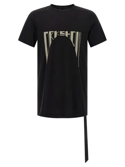 Rick Owens Black Crewneck Printed T-shirt In Animal Print