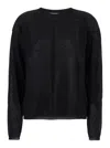 Rick Owens Black Crewneck Pullover In Semi Sheer Fabric Woman In Black