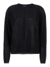 Rick Owens Black Crewneck Pullover In Semi Sheer Fabric Woman In Black