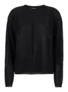 Rick Owens Black Crewneck Pullover In Semi Sheer Fabric Woman In Black