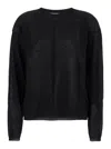 Rick Owens Black Crewneck Pullover In Semi Sheer Fabric Woman In Black
