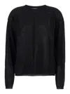 Rick Owens Black Crewneck Pullover In Semi Sheer Fabric Woman In Black