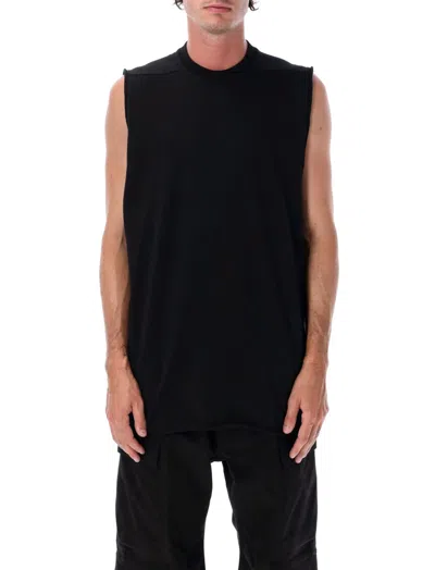 RICK OWENS BLACK CREWNECK SLEEVELESS T-SHIRT