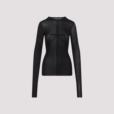 RICK OWENS BLACK CREWNECK TOP