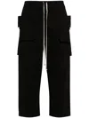 Rick Owens Drkshdw Creatch Cargo Cropped Drawstring Pants In Black