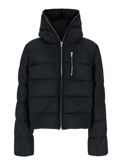 RICK OWENS BLACK CROP HOOD JACKET
