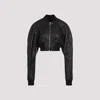 Rick Owens Girdered Bomber Sropped Jacket In Black
