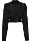 Rick Owens Black Round Collar Polyester Bomber In Black