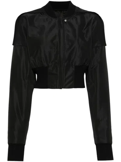 Rick Owens Black Cropped Bomber Jacket